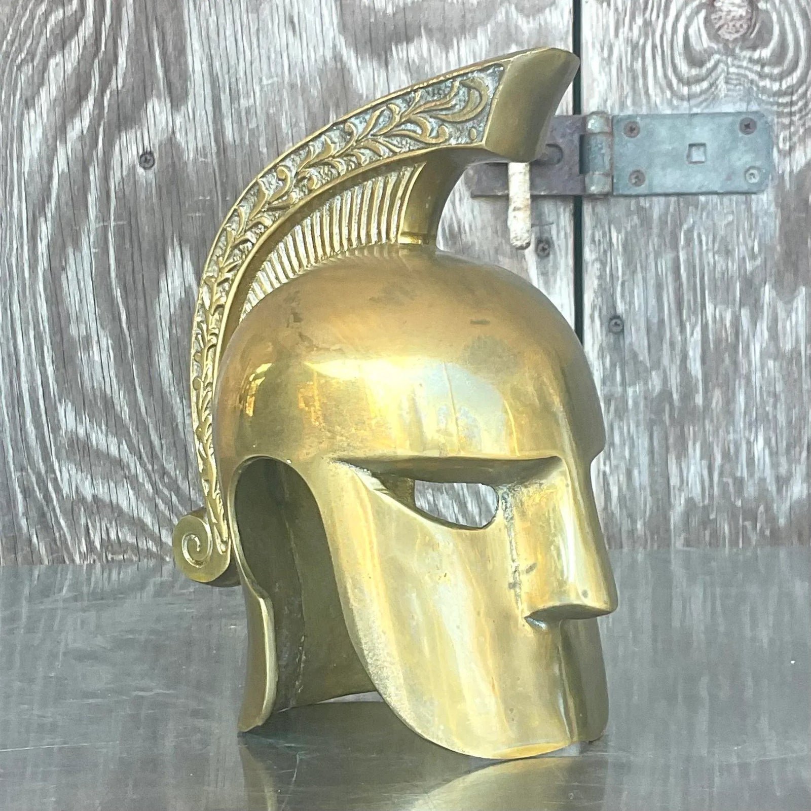 Vintage Regency Brass Gladiator Helmet - Side view