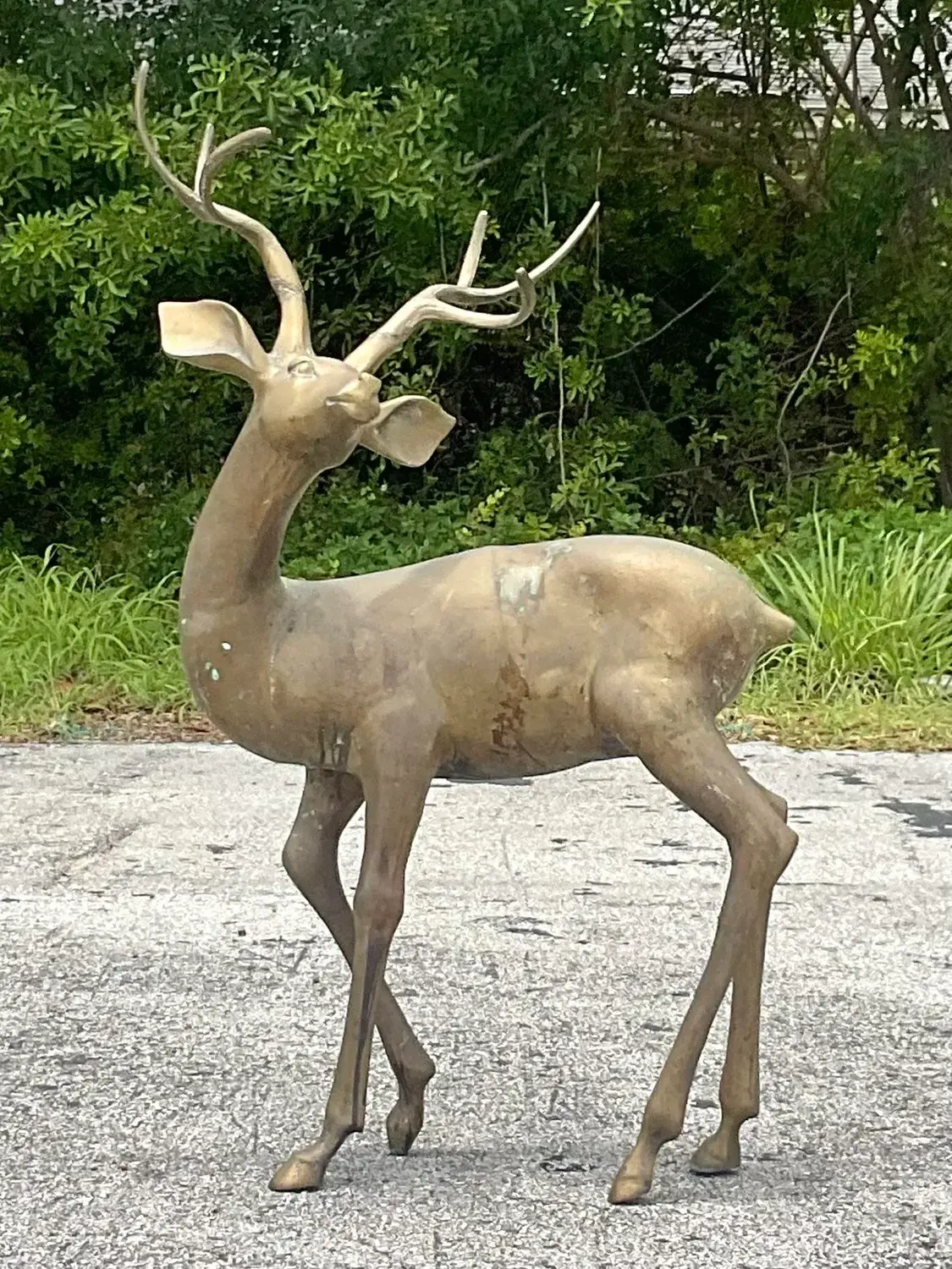 Vintage Regency Brass Life Size Deer - Detail view