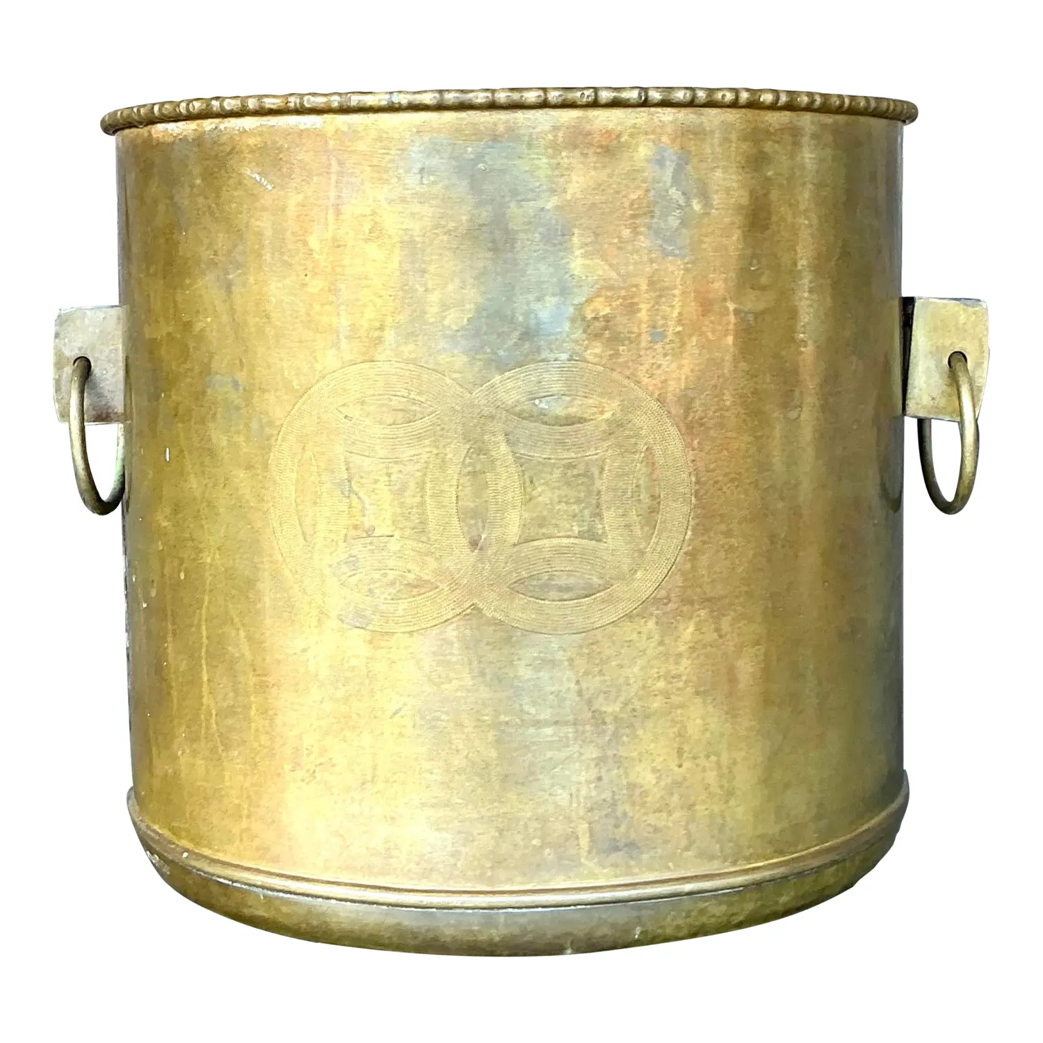 Vintage Regency Brass Medallion Planter