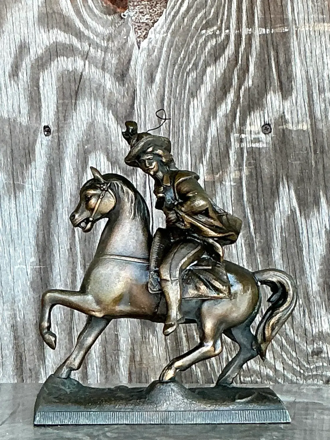 Vintage Regency Brass Rider on Horseback - Back view