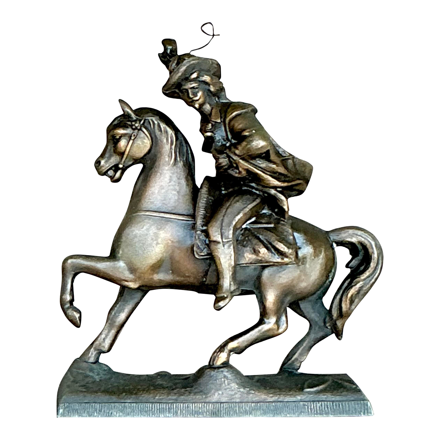 Vintage Regency Brass Rider on Horseback - Detail view