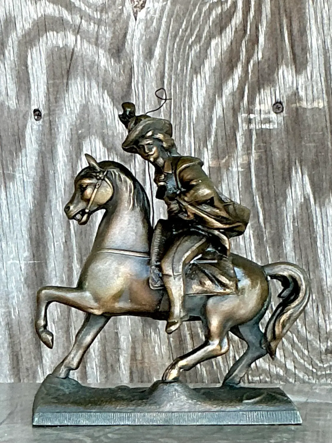 Vintage Regency Brass Rider on Horseback - Top view
