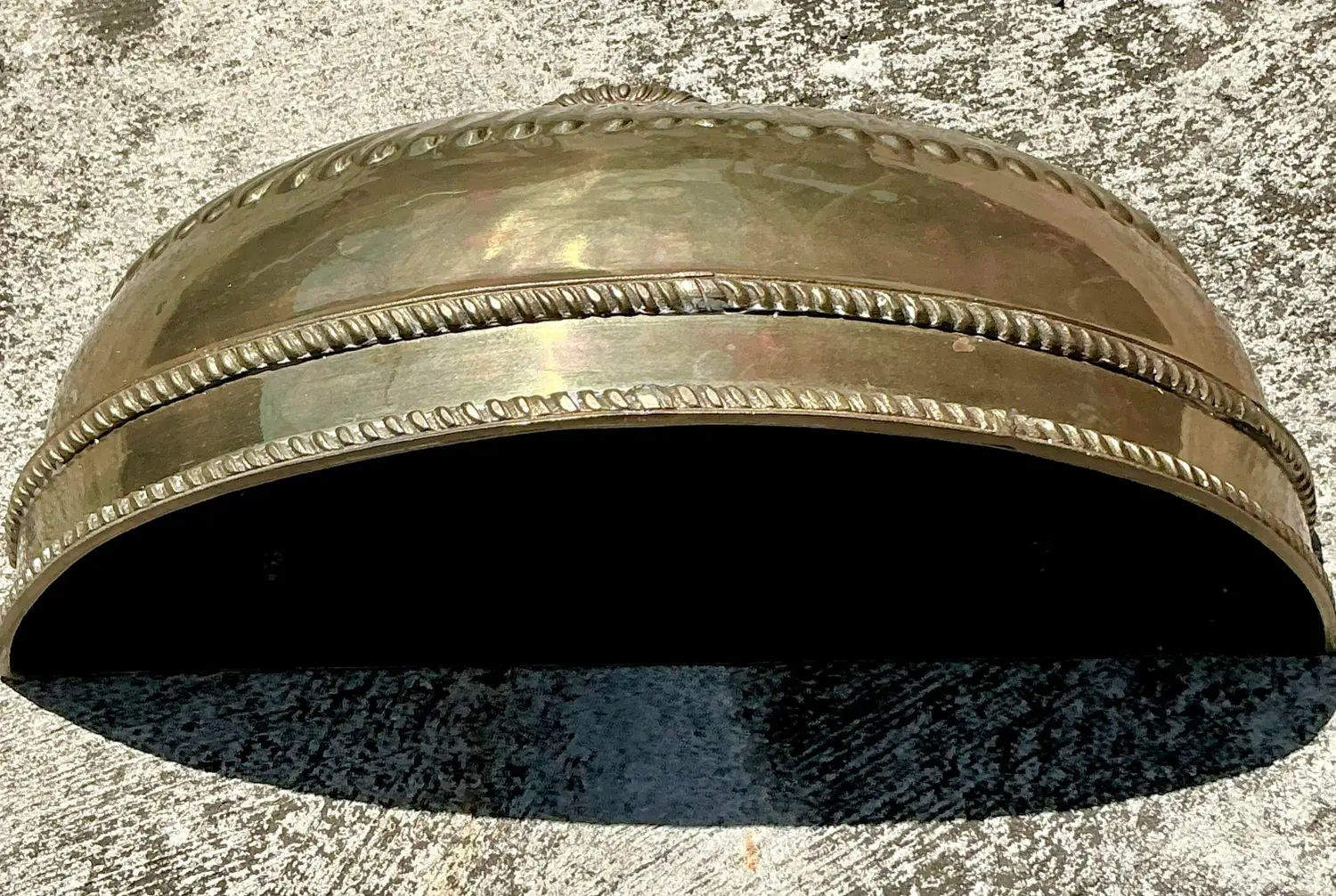 Vintage Regency Brass Wall Pocket - Top view