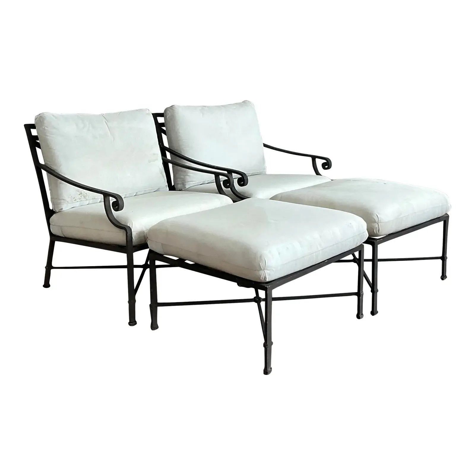 Vintage Regency Brown Jordan “Venetian” Lounge Chairs With Ottomans, 4 Pieces - Detail view