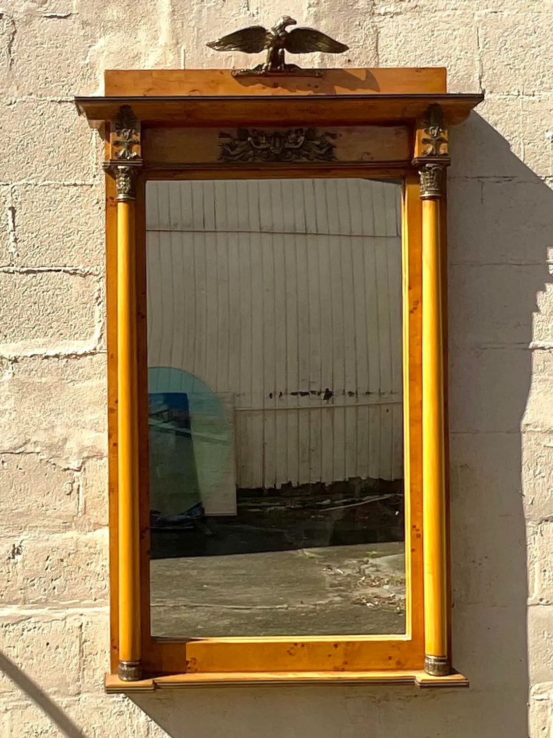 Vintage Regency Burl and Ormolu Mirror - Top view