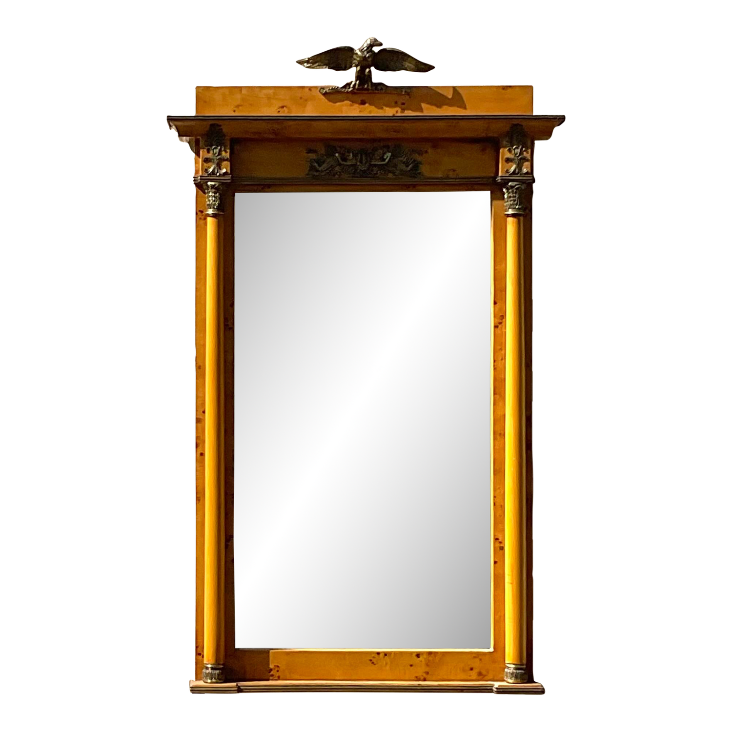 Vintage Regency Burl and Ormolu Mirror - Detail view