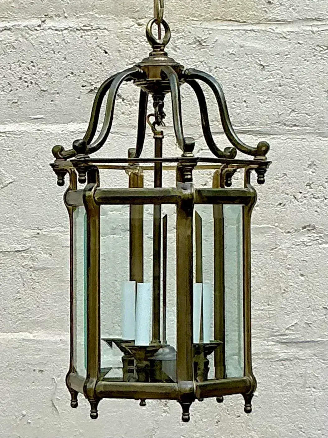 Vintage Regency Burnished Brass Lantern - Detail view