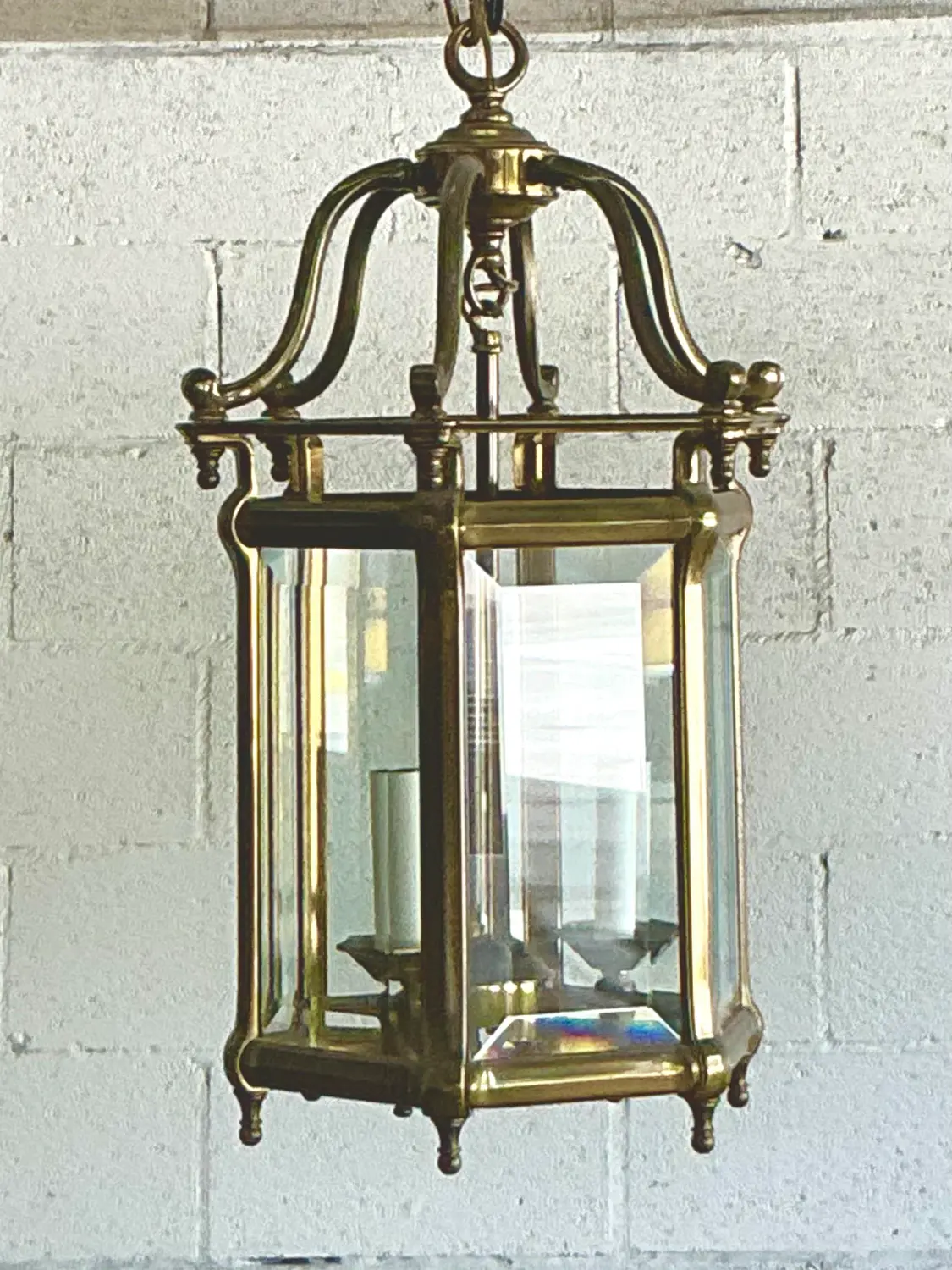 Vintage Regency Burnished Brass Lantern - Top view