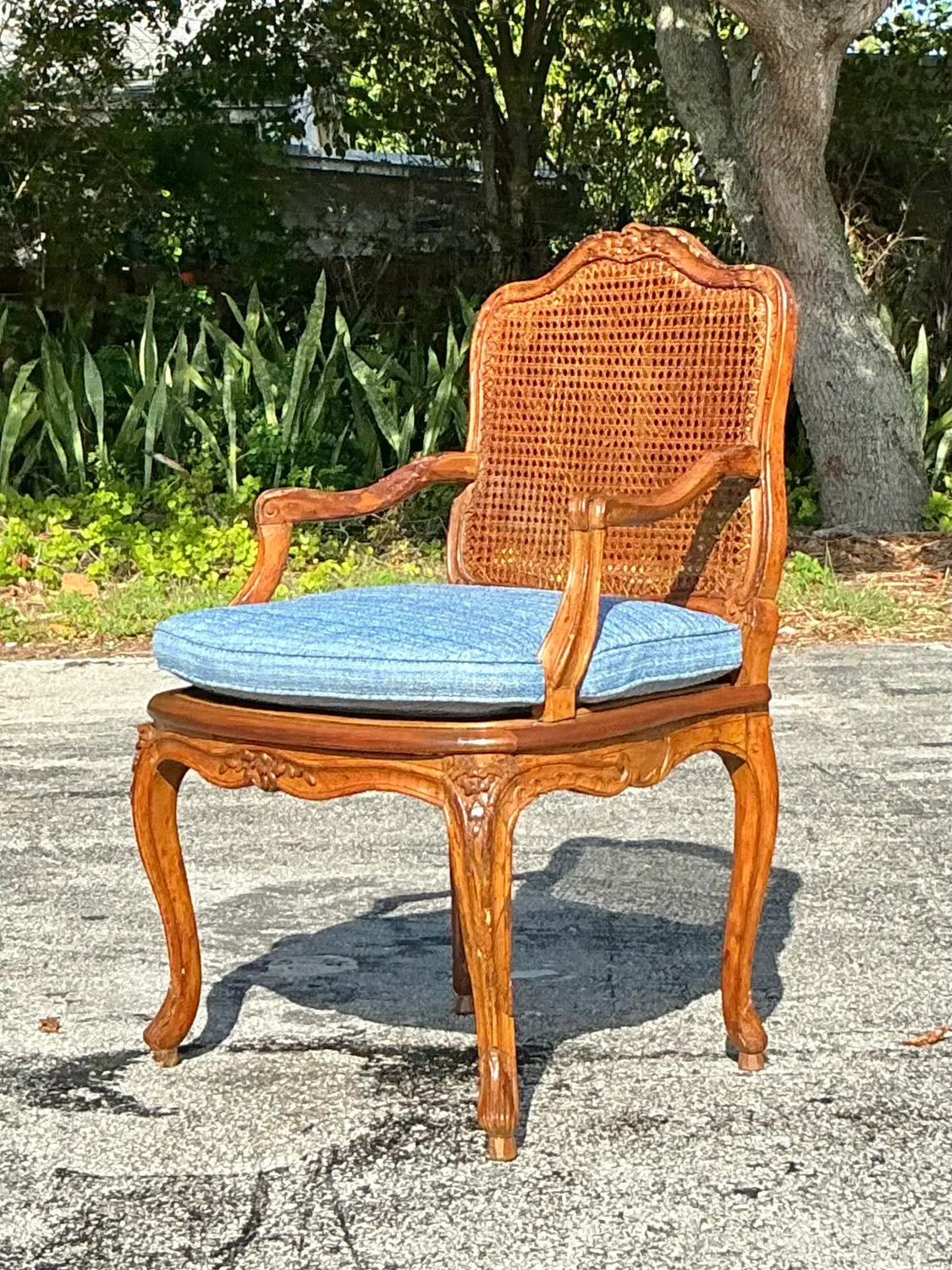 Vintage Regency Cane Fauteuil Chair - Side view