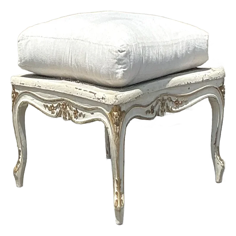 Vintage Regency Cane Ottoman - Detail view