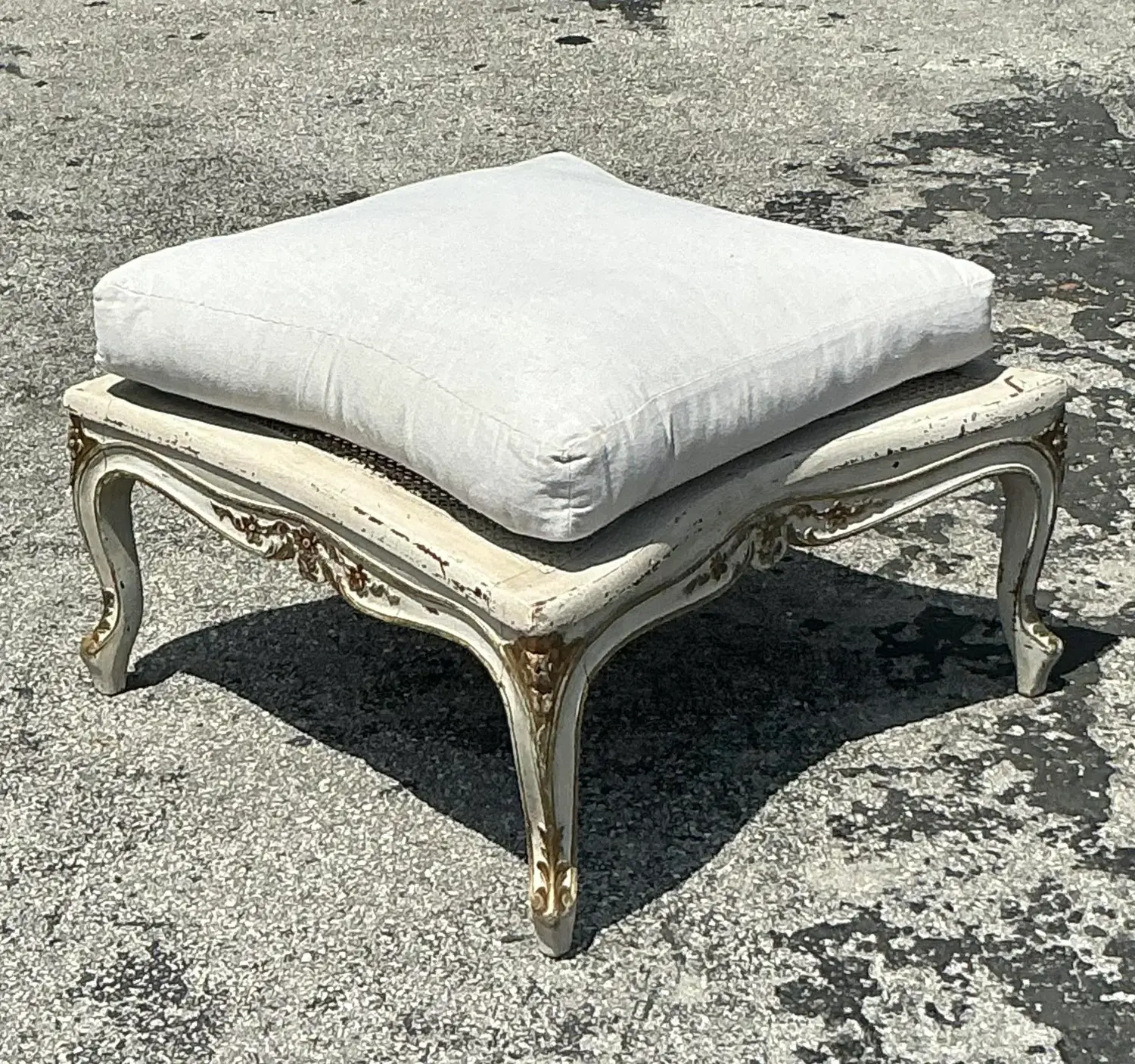 Vintage Regency Cane Ottoman - Back view