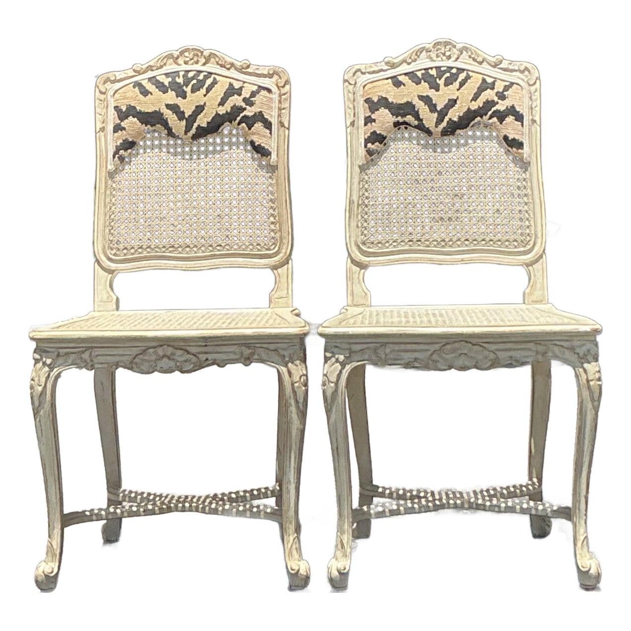 Vintage Regency Cane Side Chairs - A Pair - Detail view