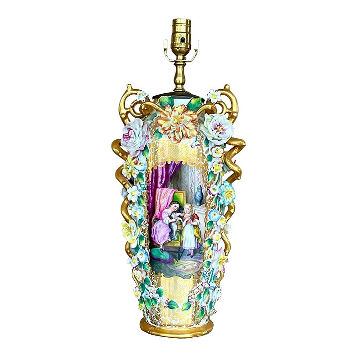 Vintage Regency Capodimonte Table Lamp
