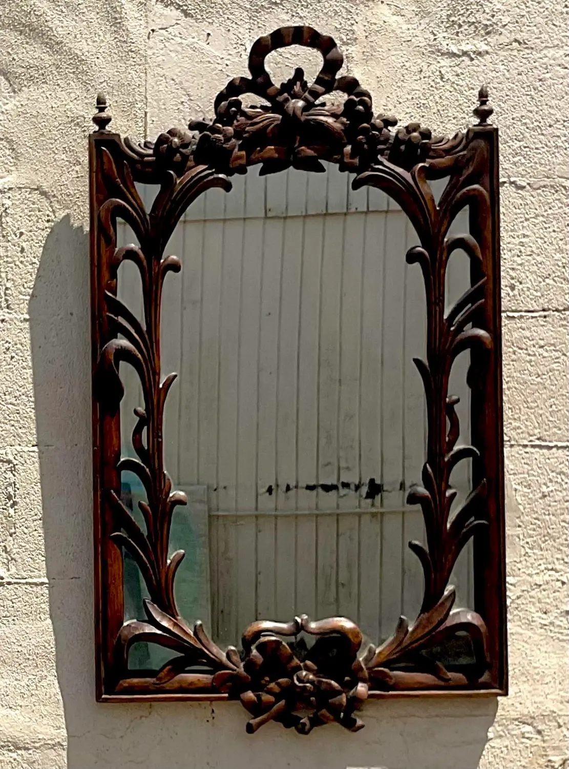Vintage Regency Carved Bow and Lily Mirror - Side view