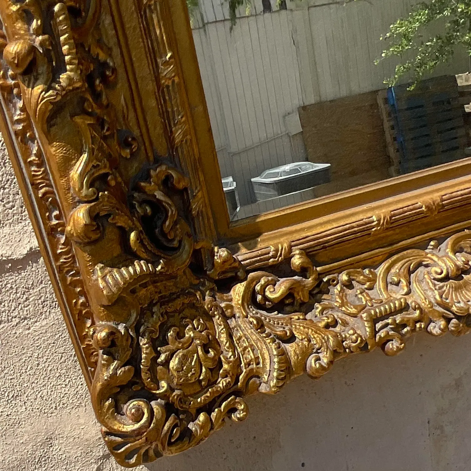 Vintage Regency Carved Gilt Wood Mirror - Top view