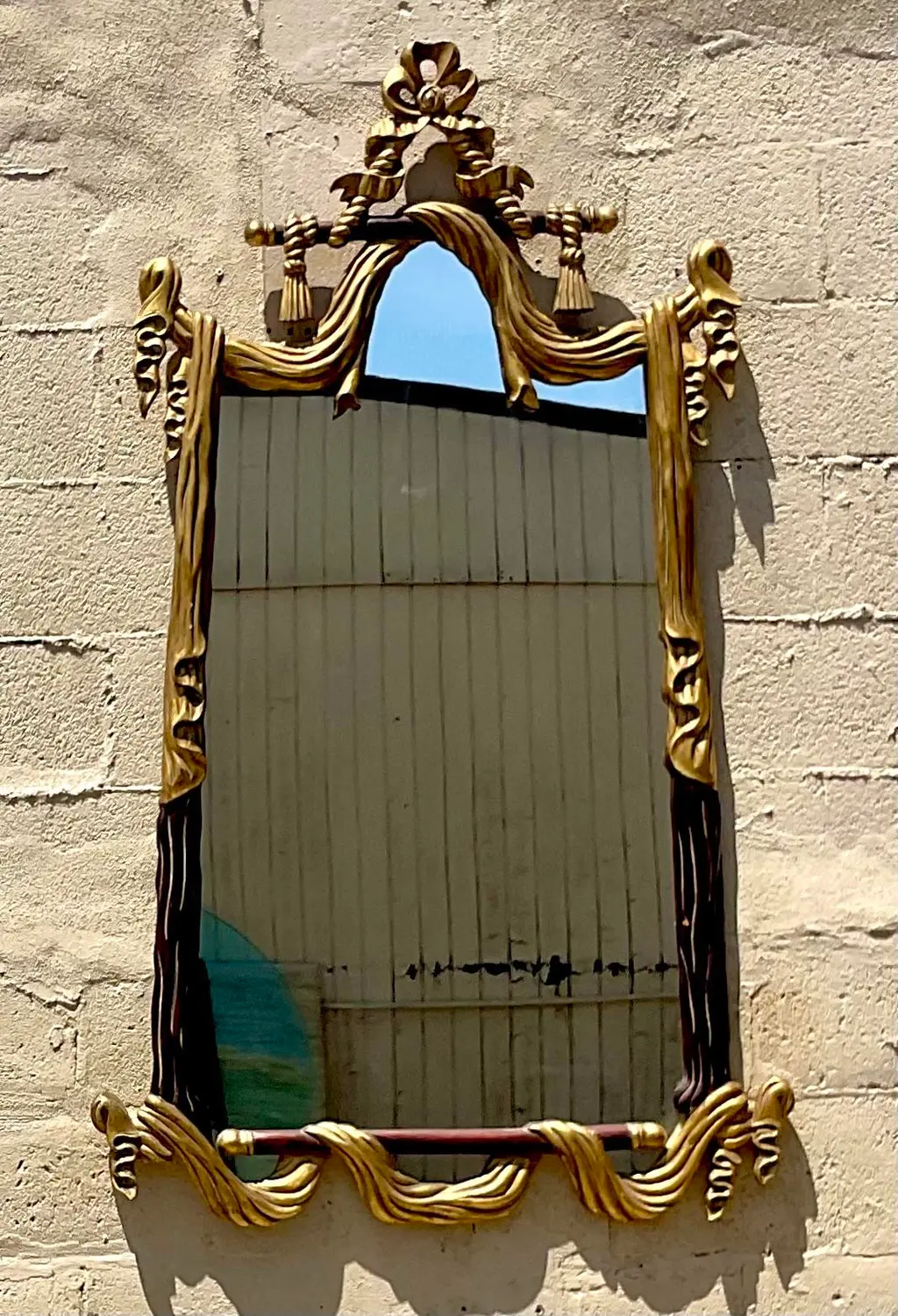 Vintage Regency Carved Rope and Tassle Gilt Mirror - Detail view