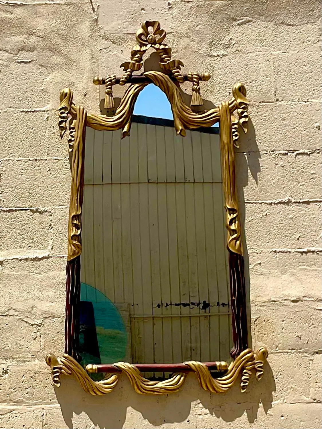 Vintage Regency Carved Rope and Tassle Gilt Mirror - Back view