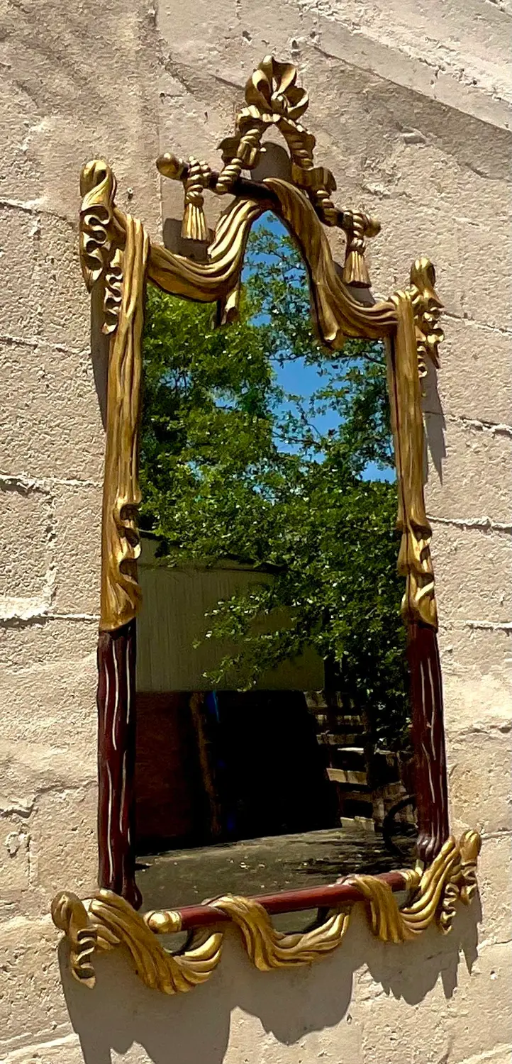 Vintage Regency Carved Rope and Tassle Gilt Mirror - Top view