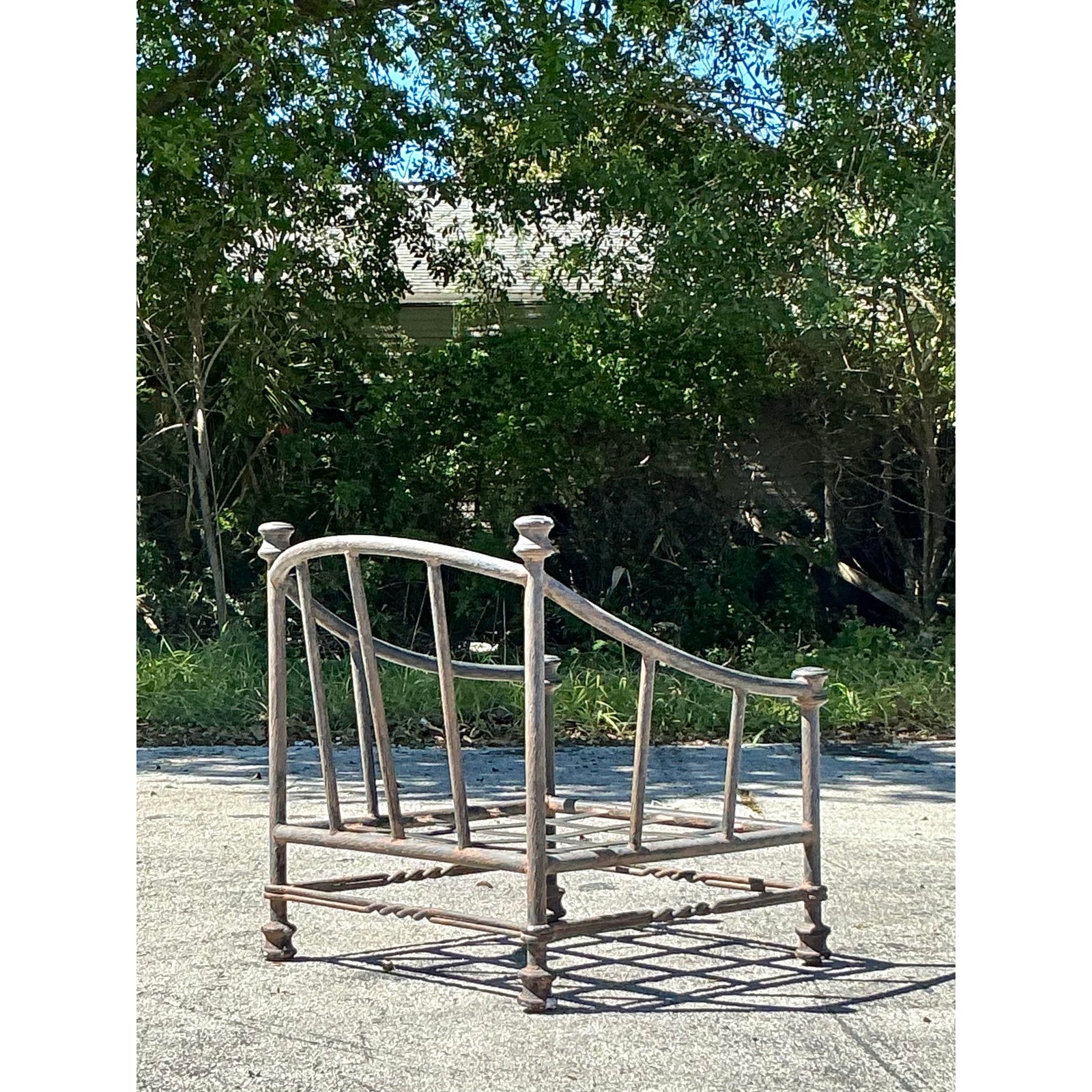 Vintage Regency Cast Aluminum Lounge Chair - Side view