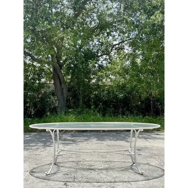 Vintage Regency Cast Aluminum Oval Outdoor Dining Table - Top view