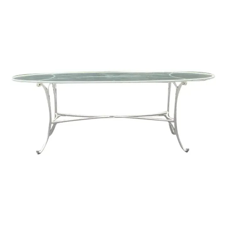 Vintage Regency Cast Aluminum Oval Outdoor Dining Table - Detail view