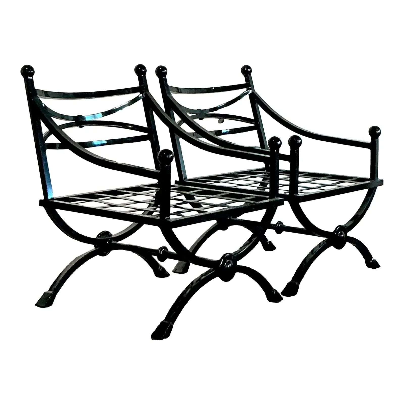 Vintage Regency Cast Aluminum Sloped Arm Lounge Chairs - A Pair - Detail view