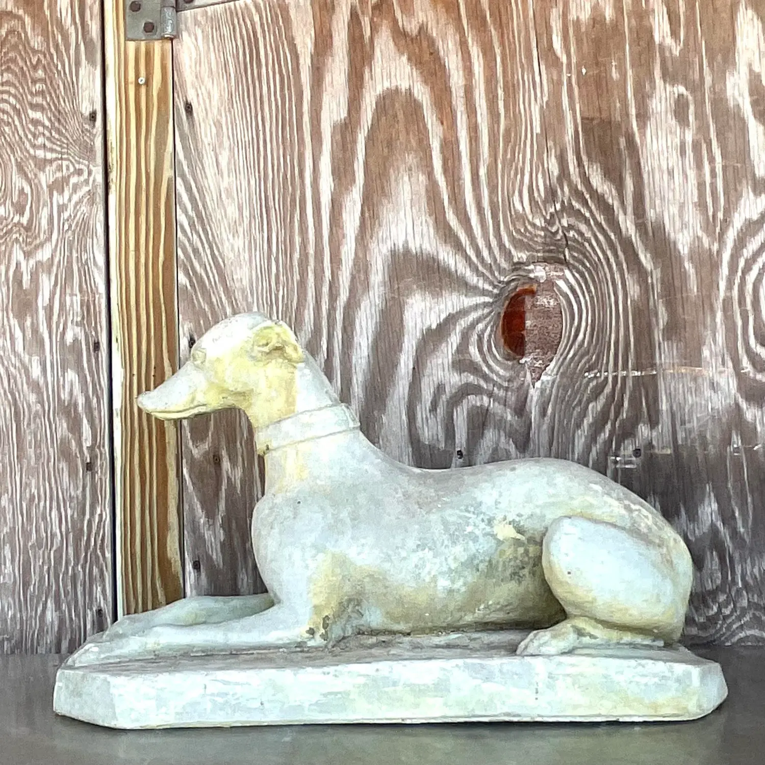 Vintage Regency Cast Cement Greyhound - Side view