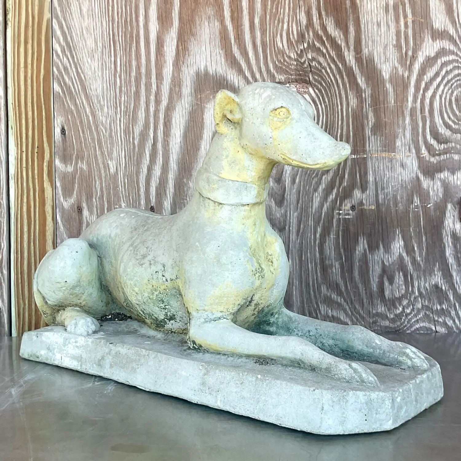 Vintage Regency Cast Cement Greyhound - Top view