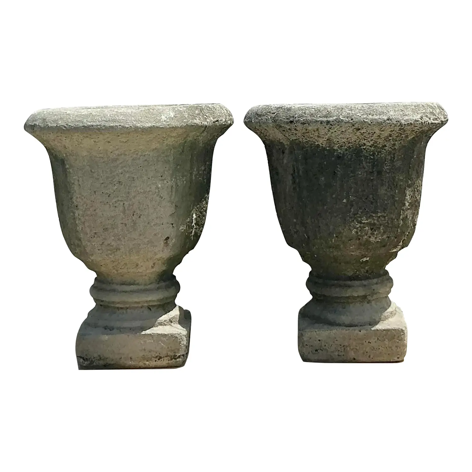 Vintage Regency Cast Cement Planters - A Pair