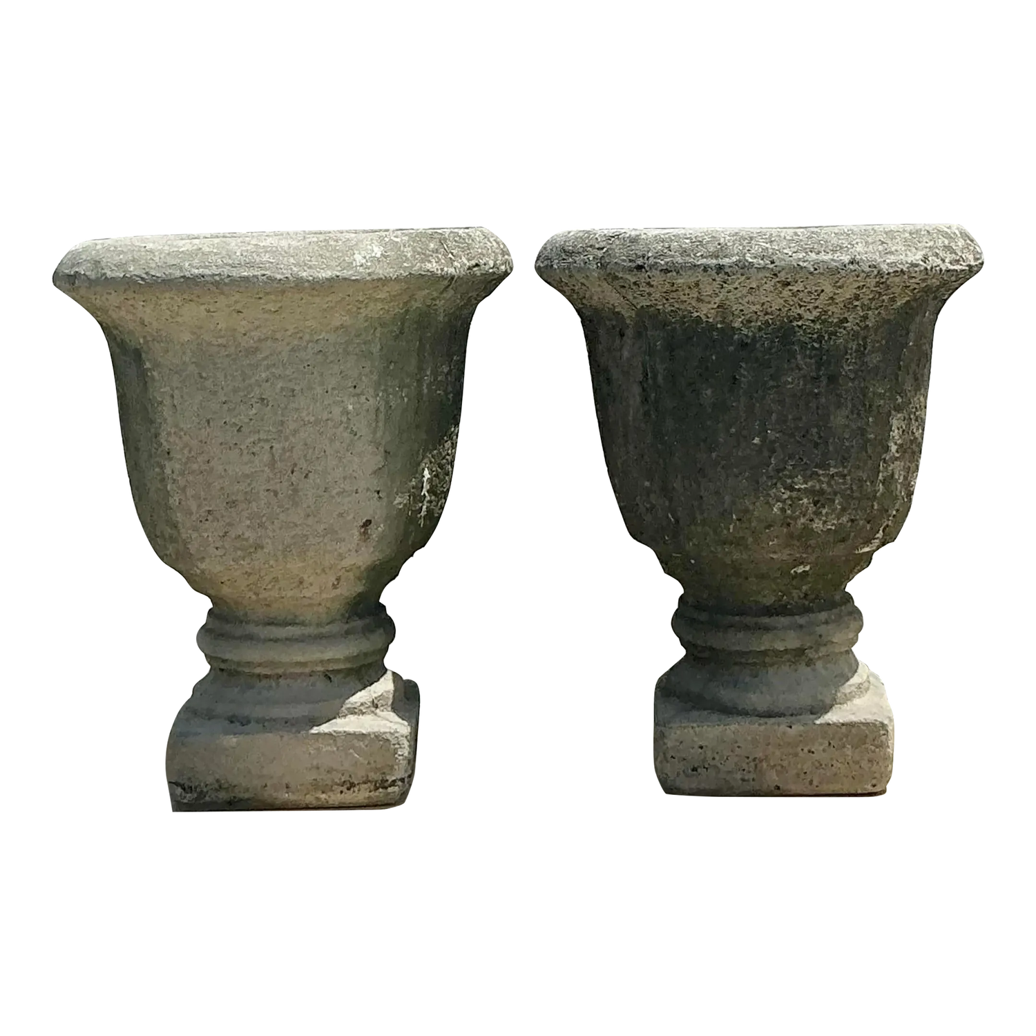 Vintage Regency Cast Cement Planters - A Pair - Detail view