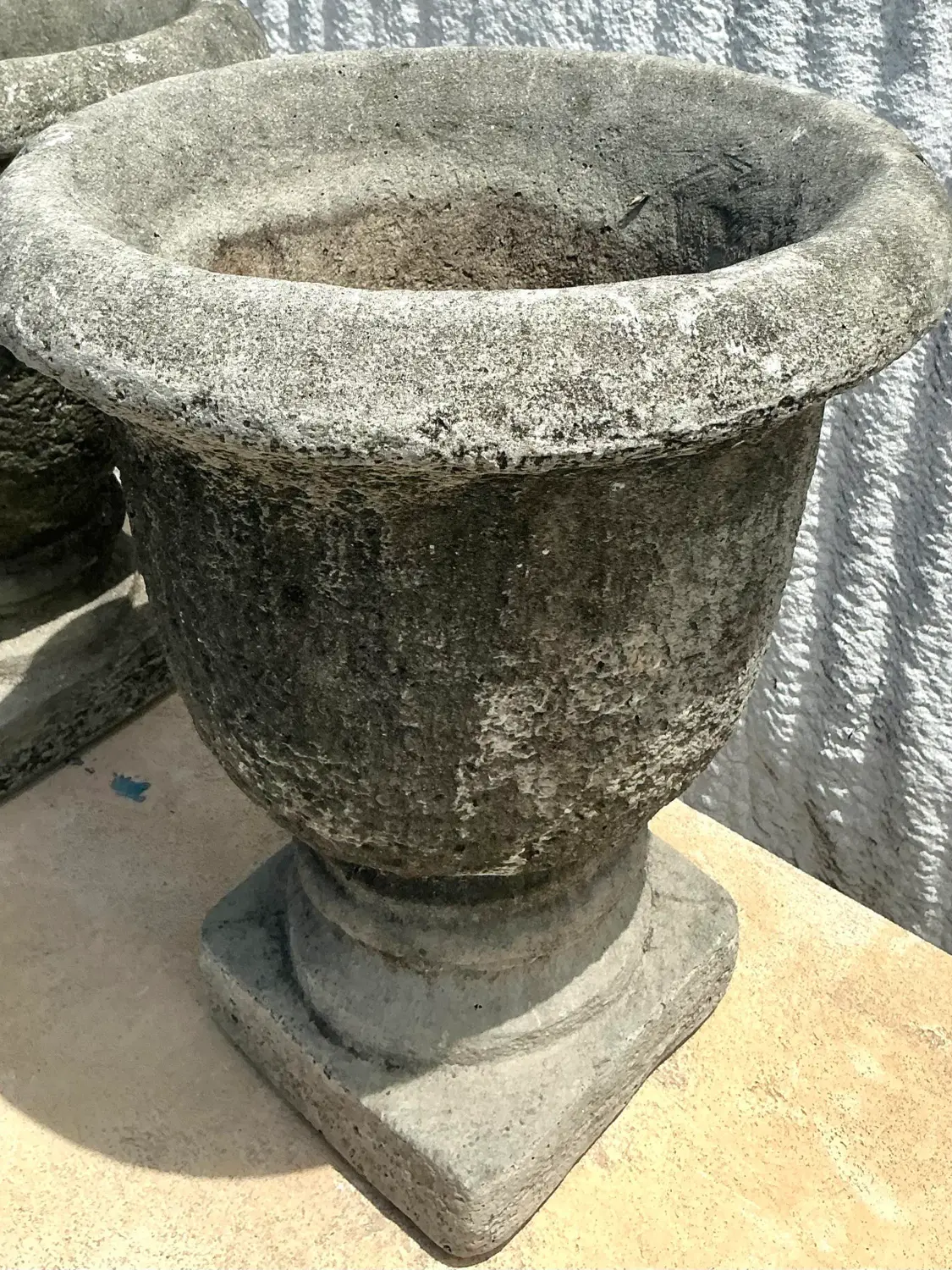 Vintage Regency Cast Cement Planters - A Pair - Back view
