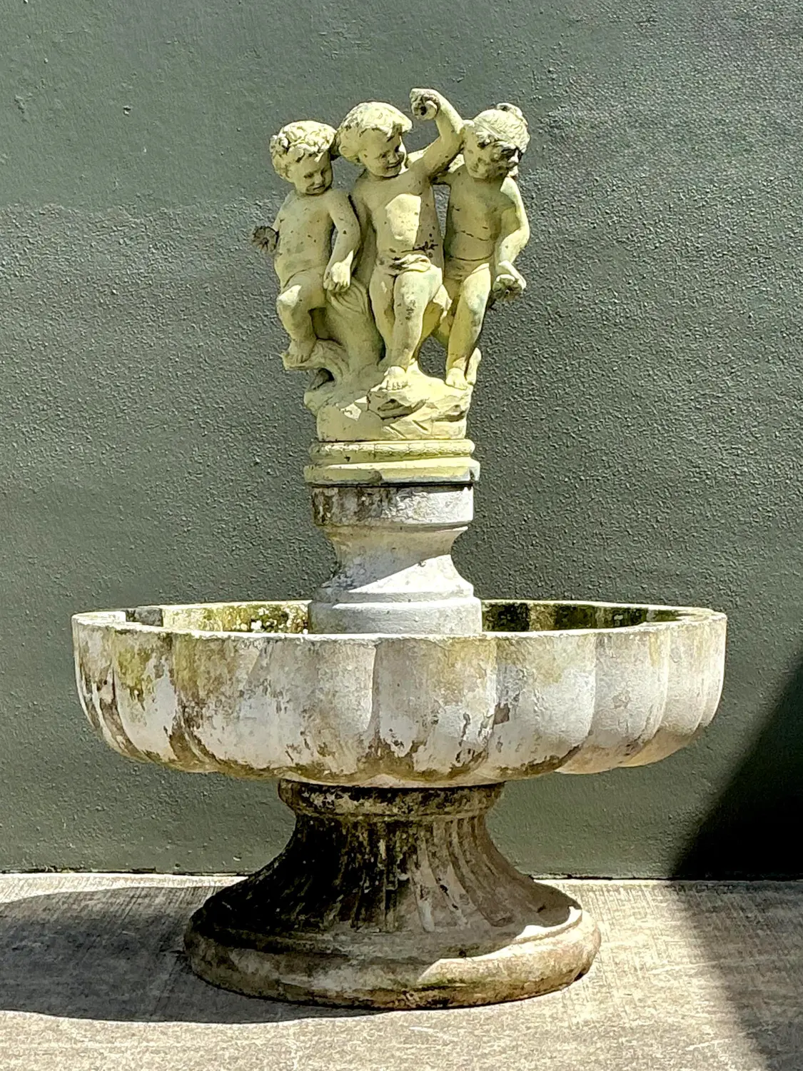 Vintage Regency Cast Concrete Distressed Fountain - Top view