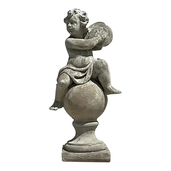 Vintage Regency Cast Concrete Figural Sculpture