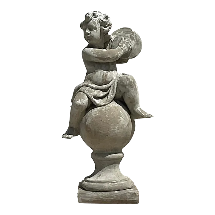 Vintage Regency Cast Concrete Figural Sculpture - Detail view