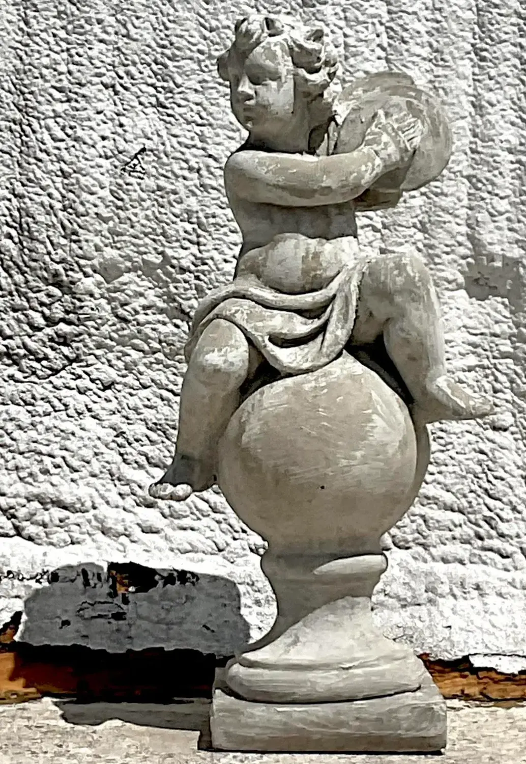 Vintage Regency Cast Concrete Figural Sculpture - Side view