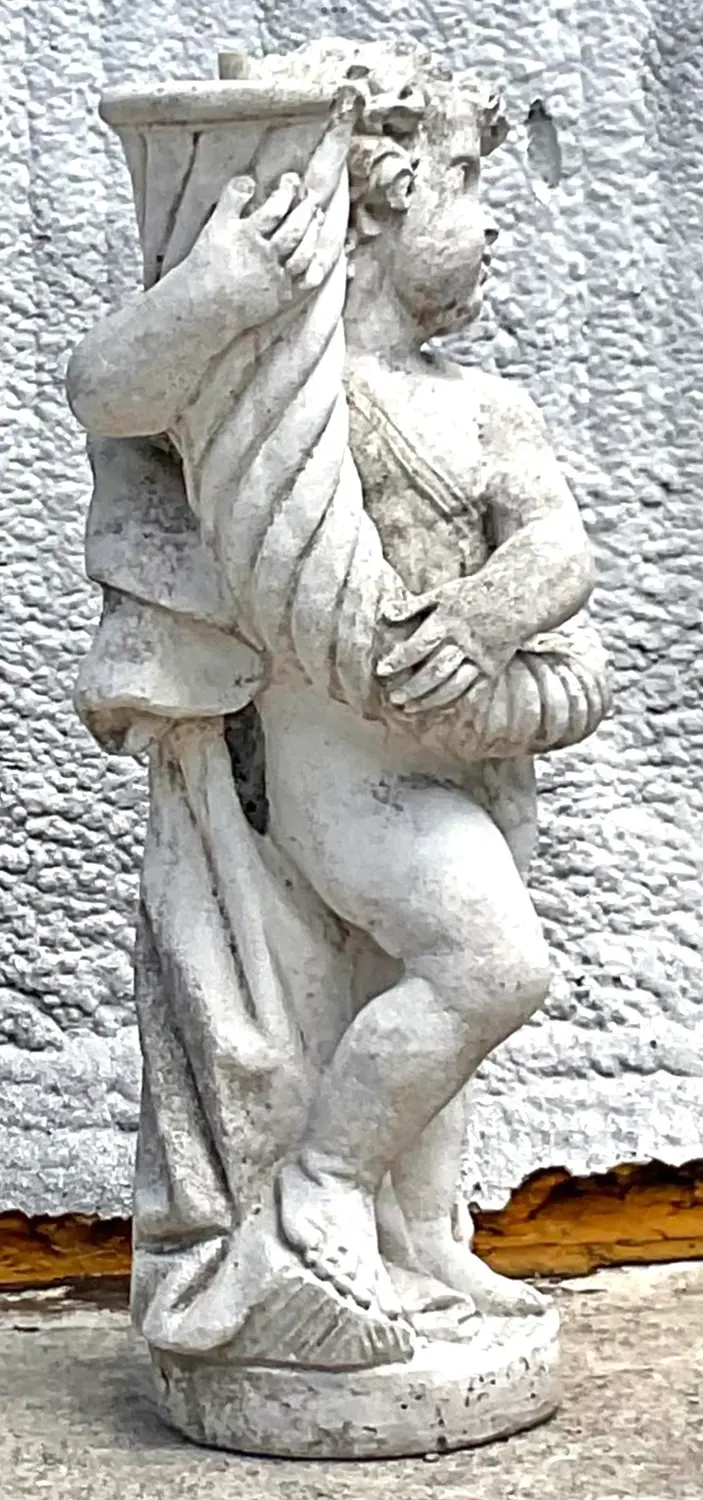 Vintage Regency Cast Concrete Figural Sculpture - Back view