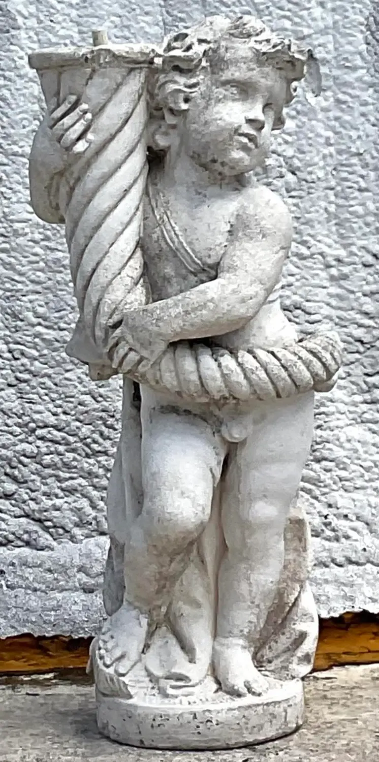 Vintage Regency Cast Concrete Figural Sculpture - Top view