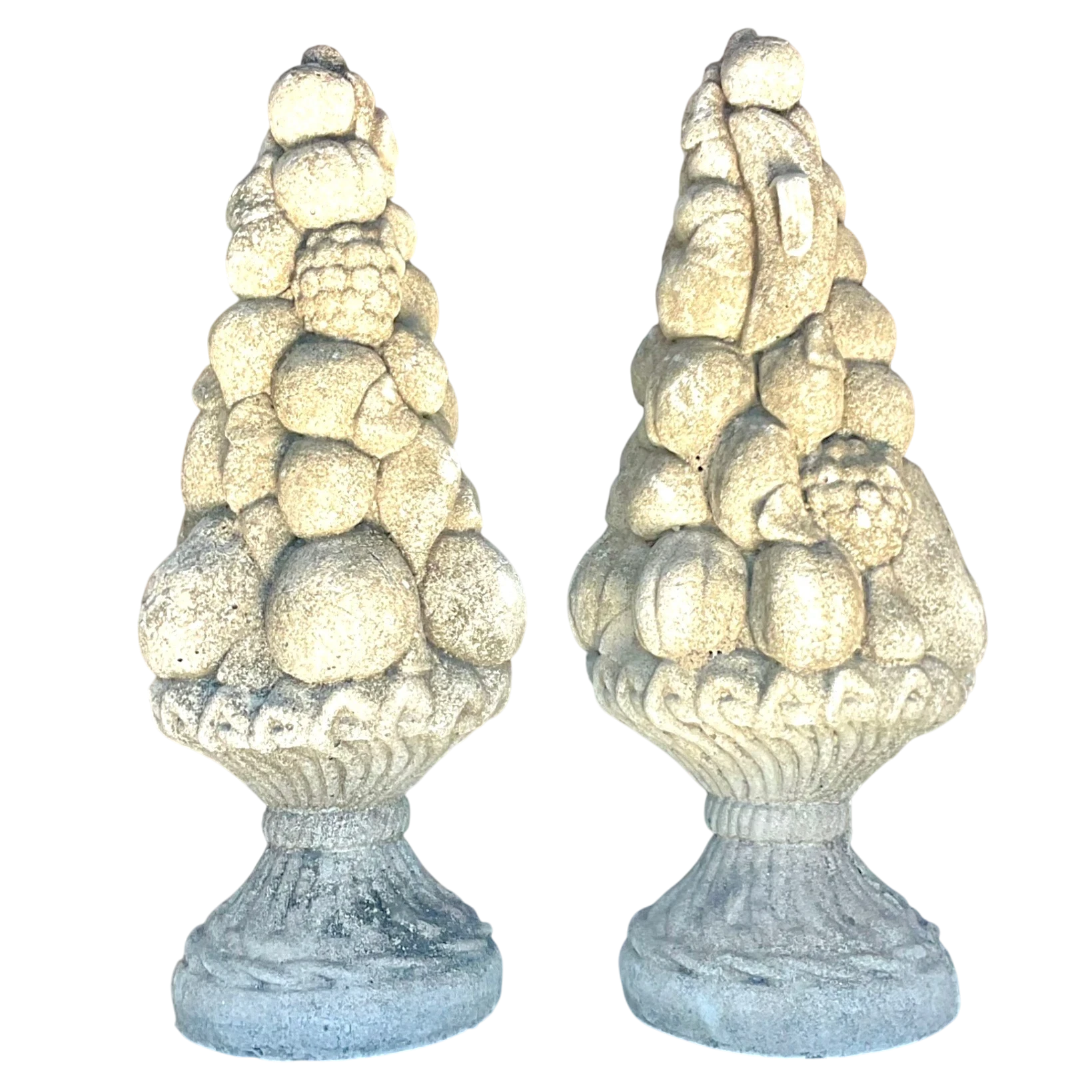 Vintage Regency Cast Concrete Fruit Topiary - a Pair - Detail view