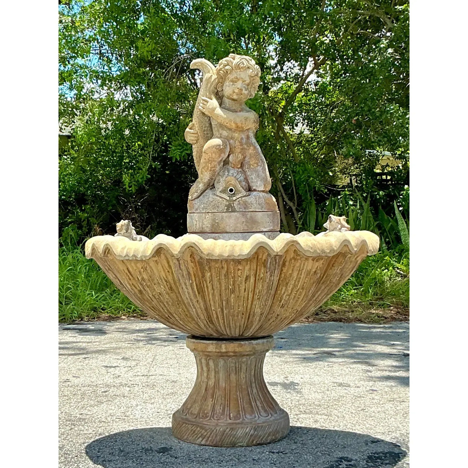 Vintage Regency Cast Stone Fountain - Top view