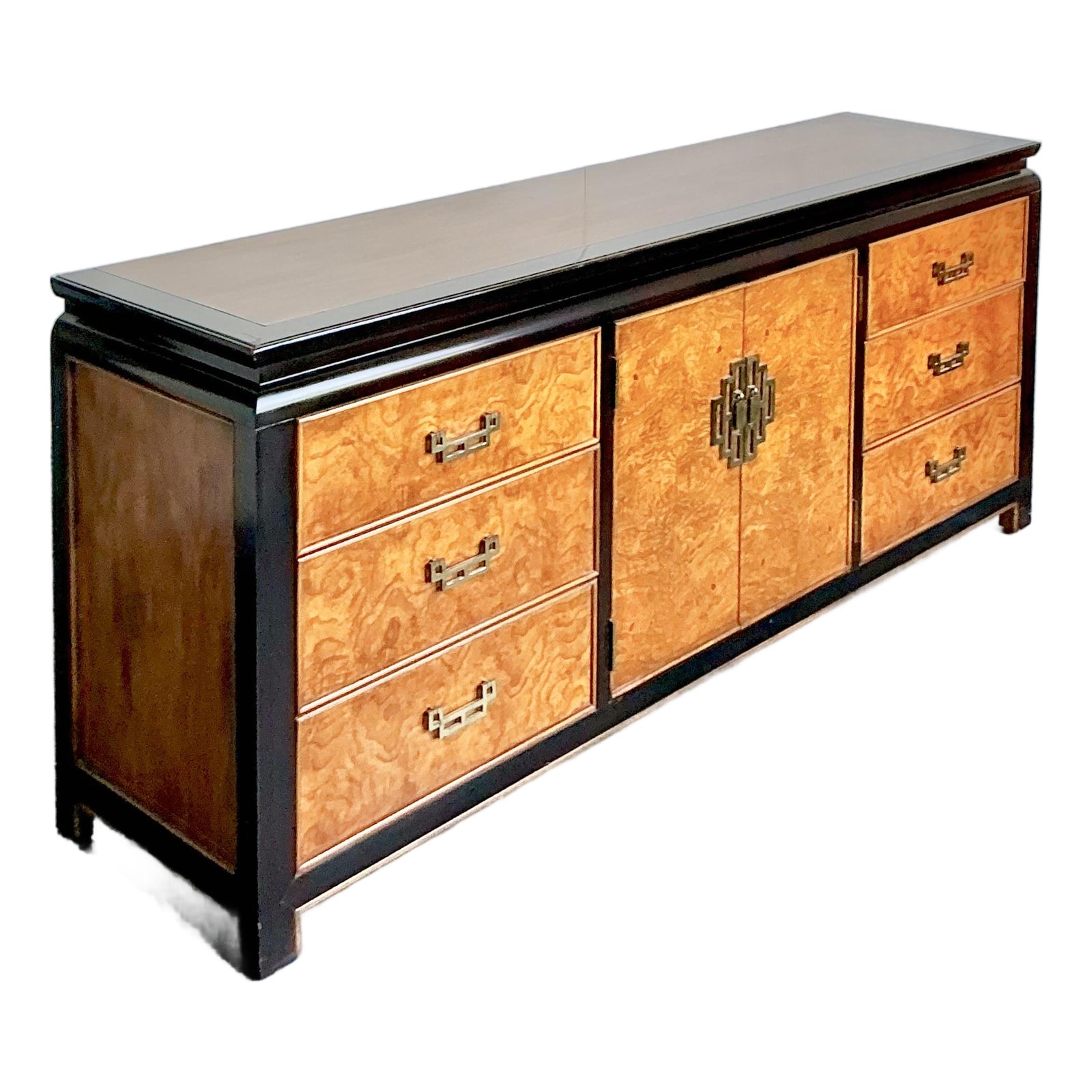 Vintage Regency Century Chin Hua Burl Pagoda Dresser