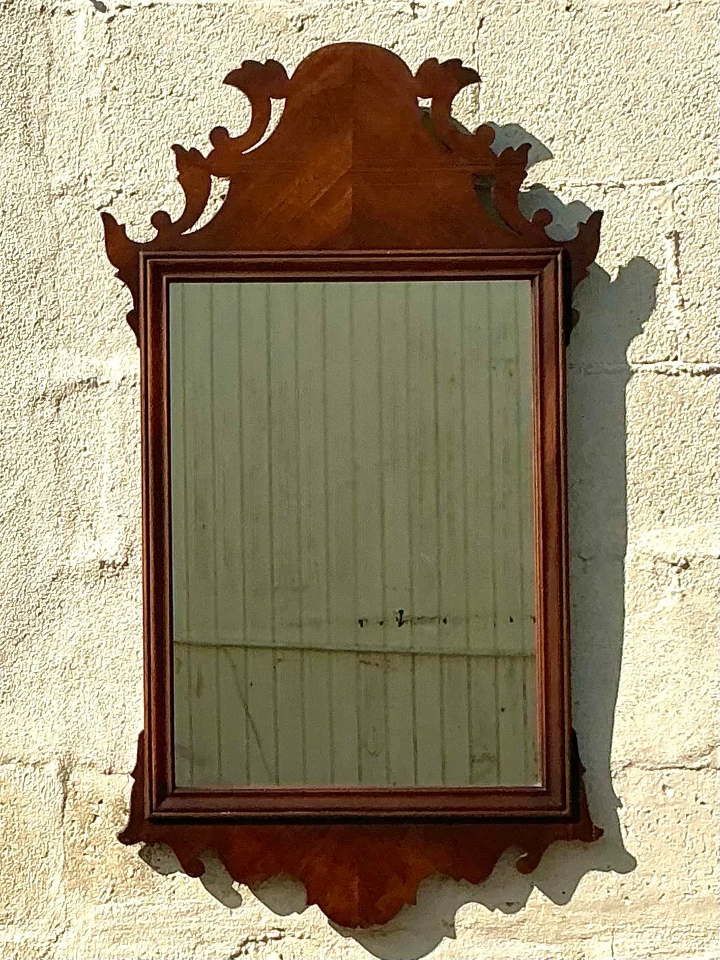 Vintage Regency Chippendale Carved Wood Mirror - Top view
