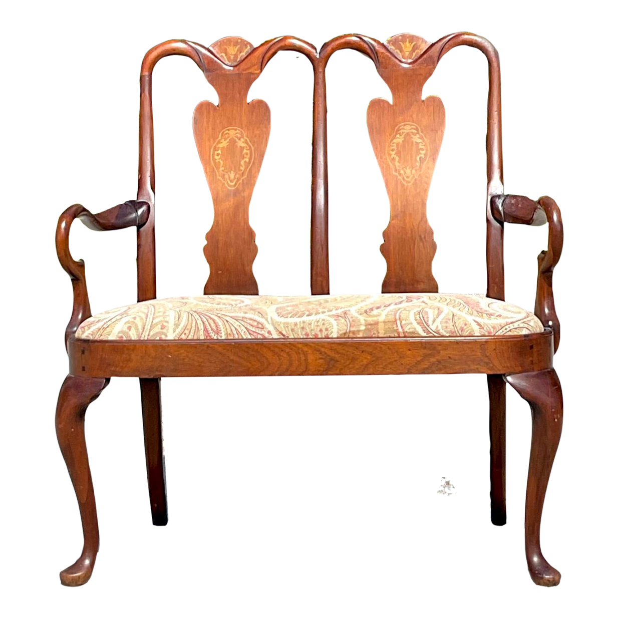 Vintage Regency Chippendale Inlay Settee - Detail view