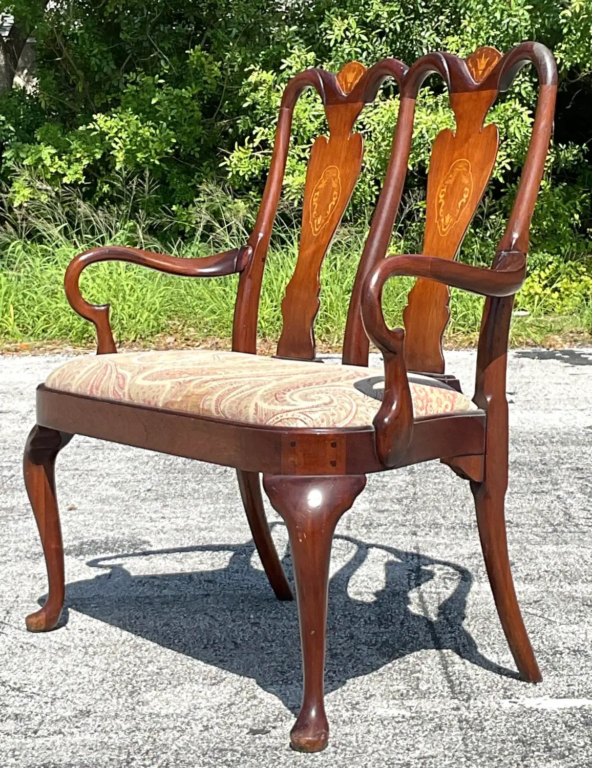 Vintage Regency Chippendale Inlay Settee - Top view