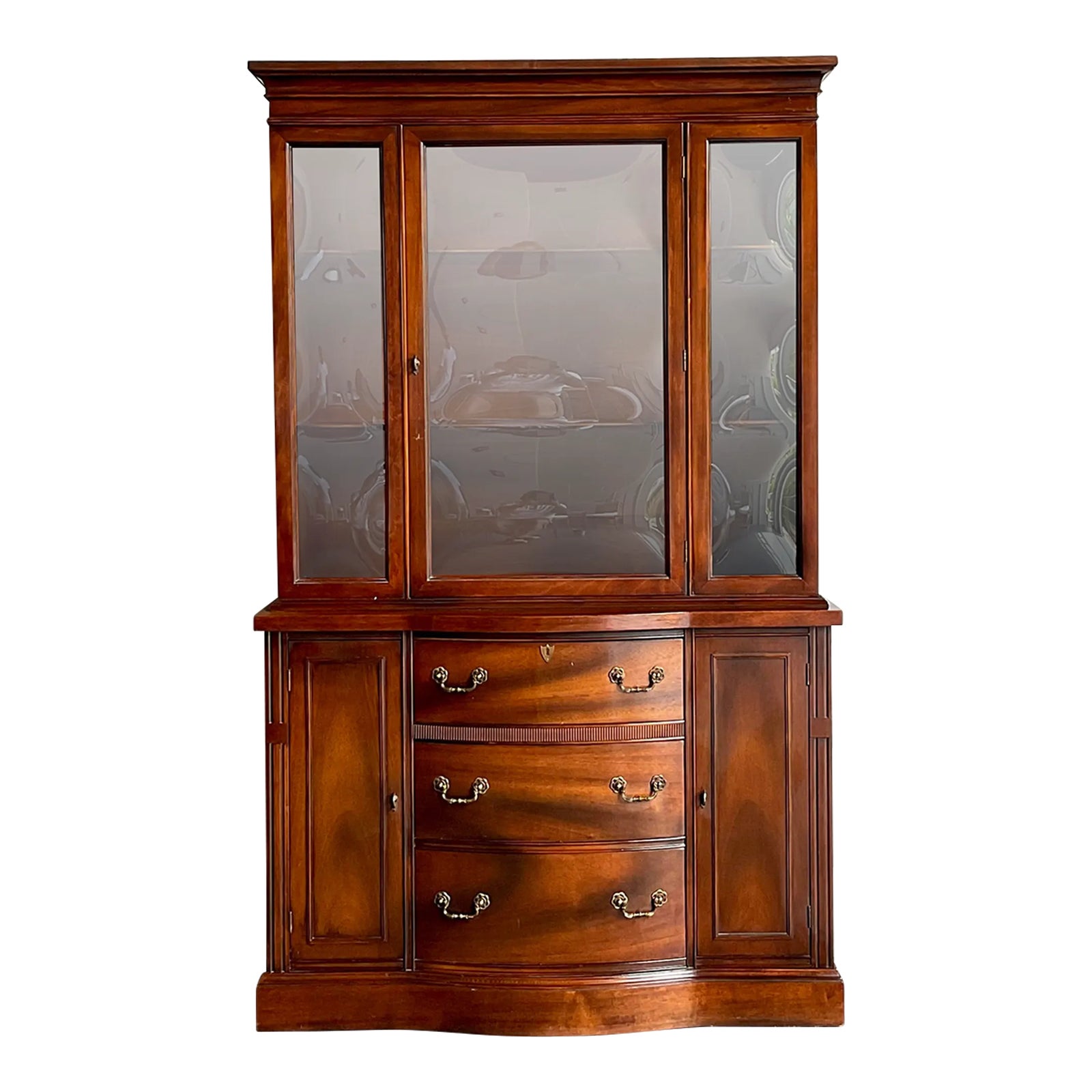 Vintage Regency Crown Glass Breakfront - Side view
