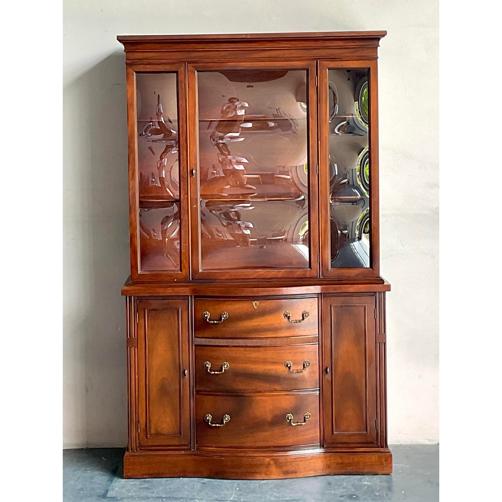 Vintage Regency Crown Glass Breakfront - Back view