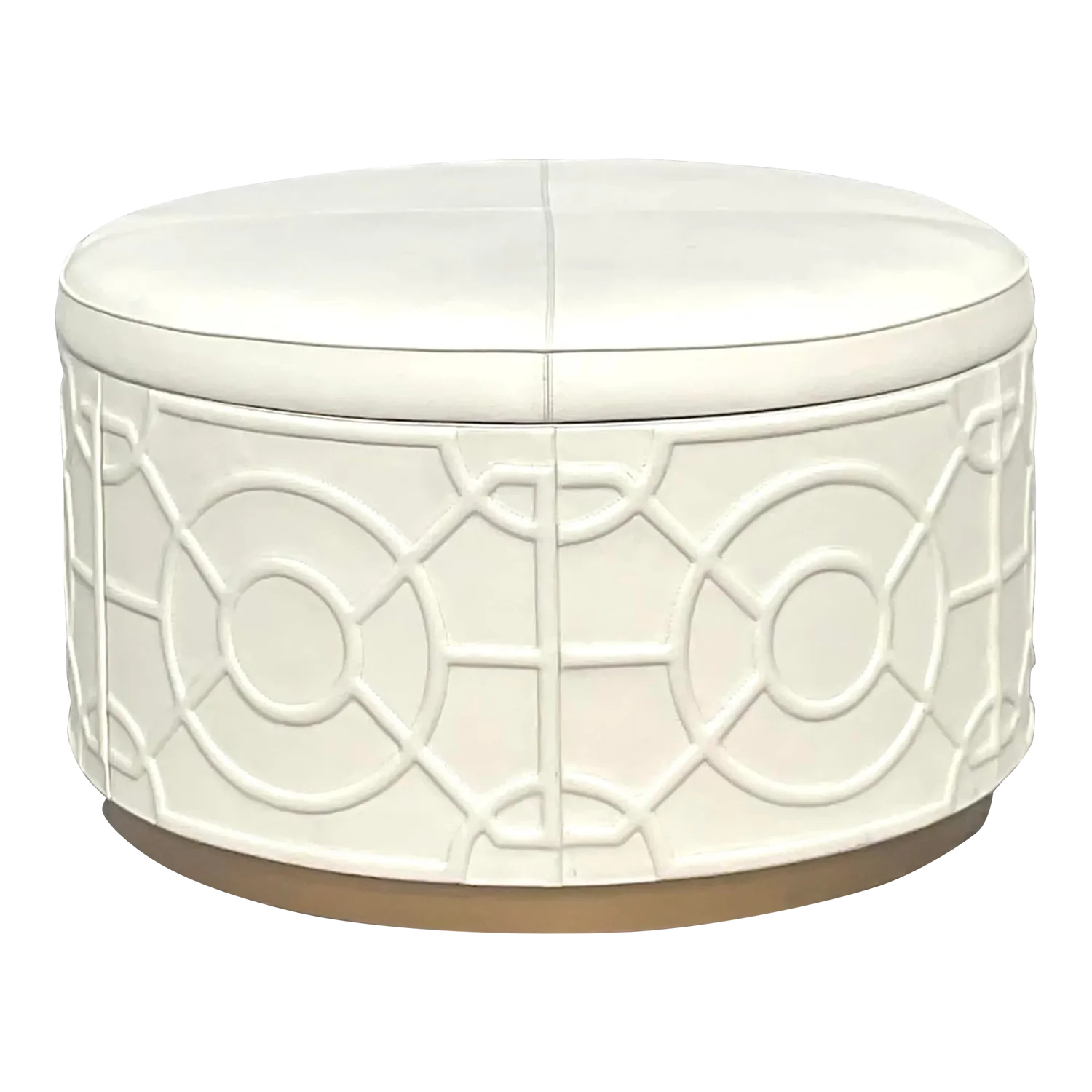 Vintage Regency Currey and Co “Alisa” Leather Storage Ottoman - Detail view
