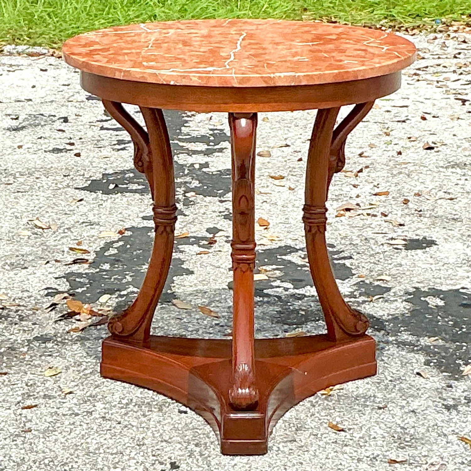 Vintage Regency Directorie Style Swan Side Table - Back view