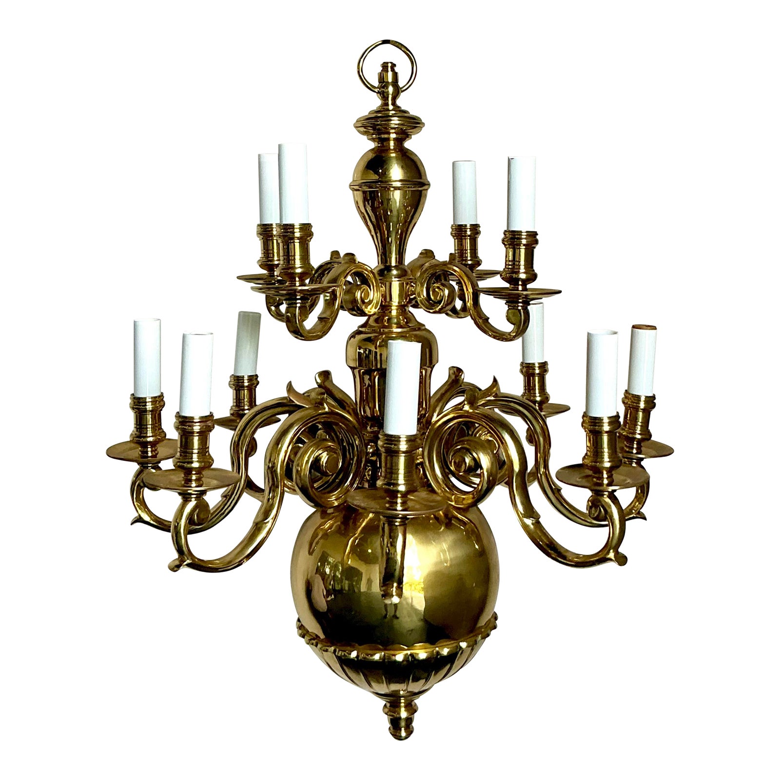 Vintage Regency Dutch Baroque Brass Chandelier - Detail view