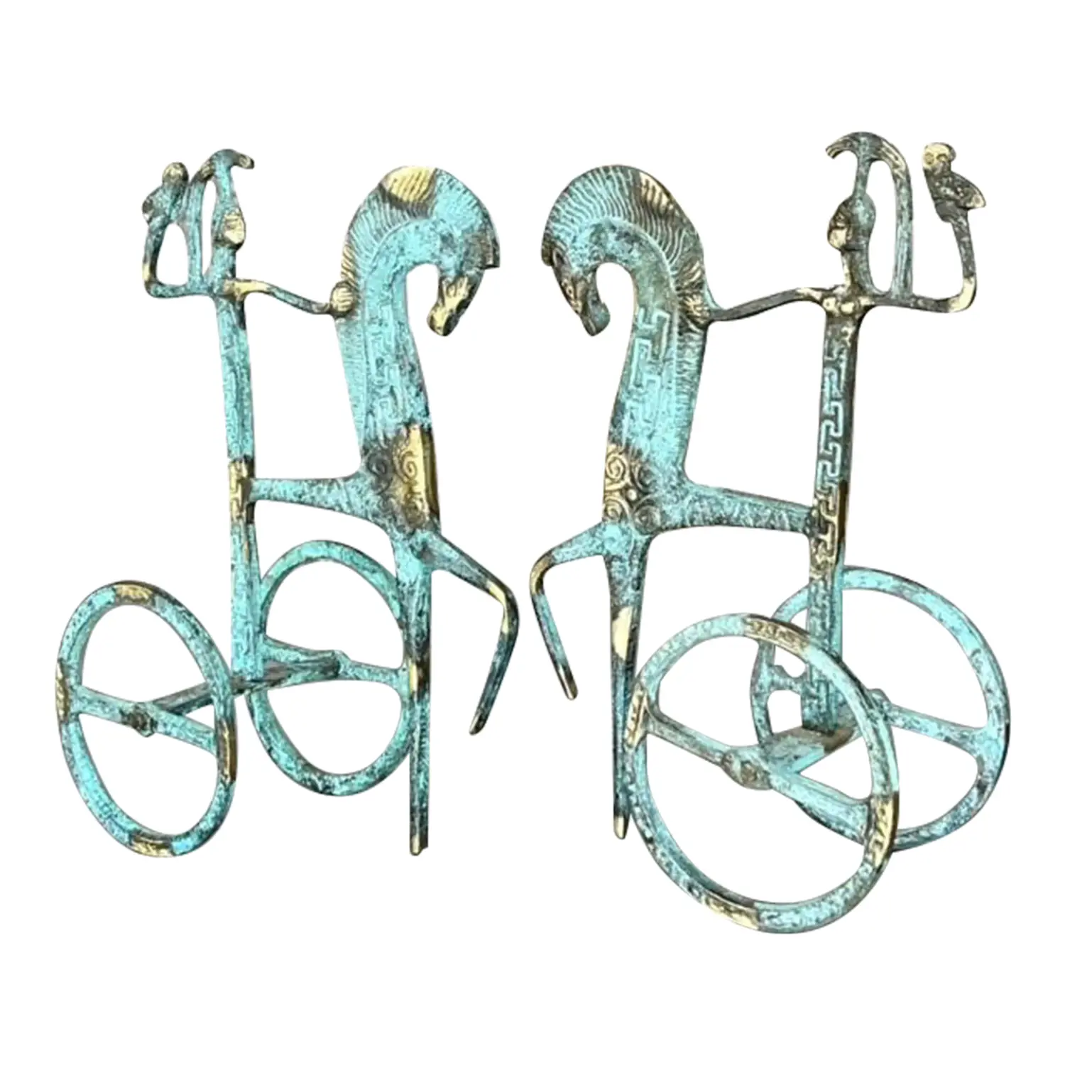 Vintage Regency Etruscan Soldiers on Horseback - a Pair