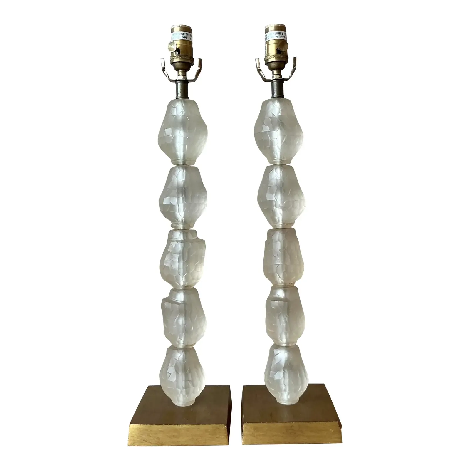 Vintage Regency Faceted Crystal Lamps - A Pair - Detail view